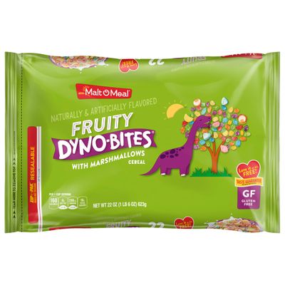 Malt-O-Meal Fruity Dyno Bites Cereal with Marshmallows, Gluten Free Breakfast Cereal, Marshmallow Cereal with Fun Fruity Flavor, 22 OZ Resealable Cereal Bag