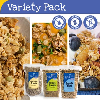 True North Granola - Granola Variety Pack - Maple Vanilla, Granola Blues &amp; Go Nuts Granola, All Natural, Non-GMO, 12 oz. (Pack of 3)
