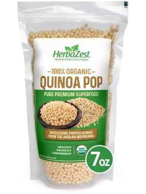 HerbaZest Quinoa Pop Organic - 7 oz - USDA Certified, Vegan &amp; Gluten Free Superfood - Easy to Use with Yogurt &amp; Cereal, Granola &amp; Muesli, Salads, Baked and Non-Baked Goods, and More