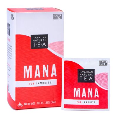 Mana Hibiscus Tea - Herbal Black Tea - All Natural Wellness Tea - Refreshing, Uplifting and Energizing Tea with Cinnamon &amp; Mint - Supports Immune Health 20 Tea Bags