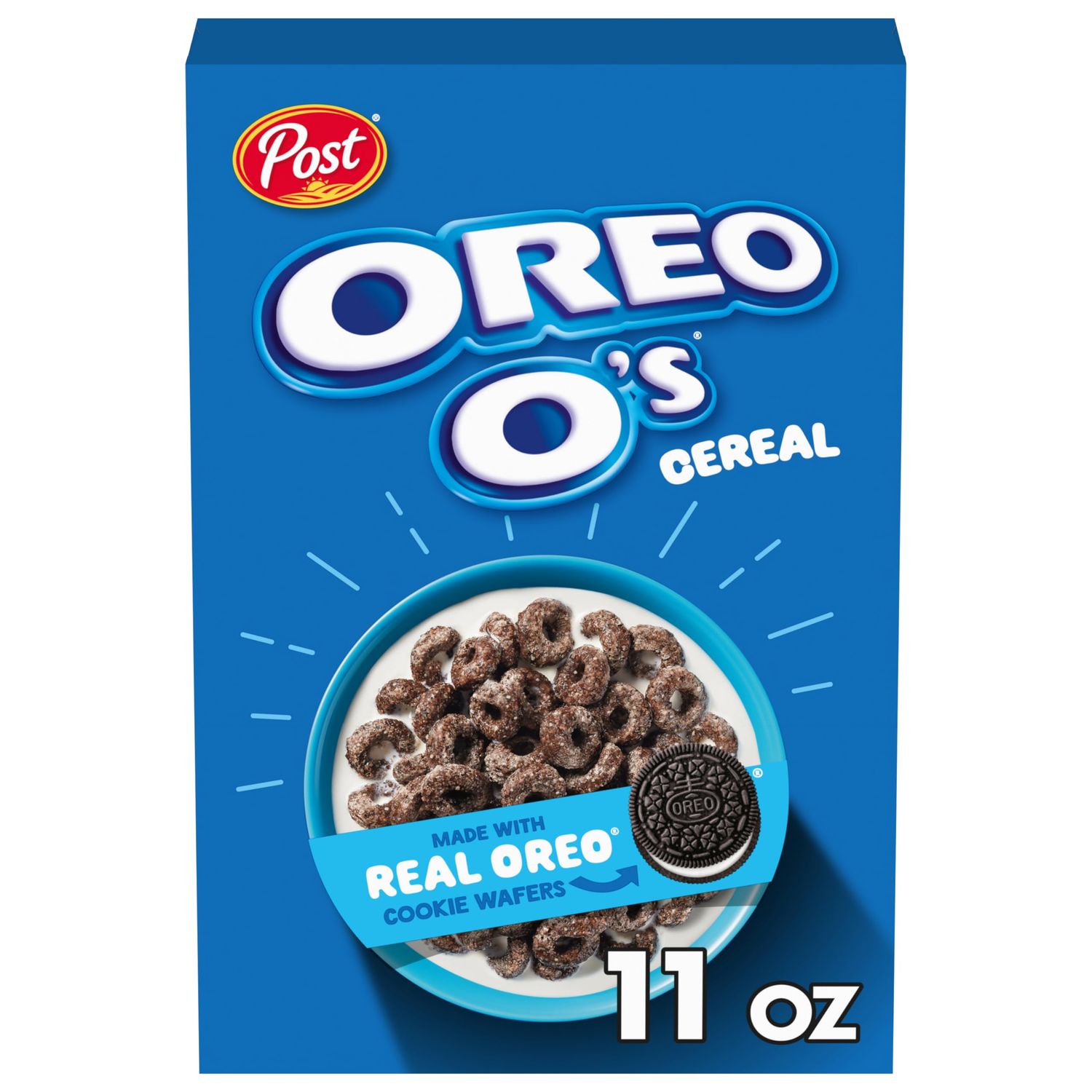 Post OREO Os Breakfast Cereal, Chocolatey OREO Cereal, 11 OZ Box (Pack of 14)