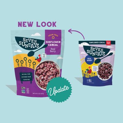 Seven Sundays Sunflower Cereal, Real Berry, 8 Oz Bag (Pack of 6), Grain &amp; Gluten Free, 5g Upcycled Protein, 0g Refined Sugar, Crunchy Fruity Snack