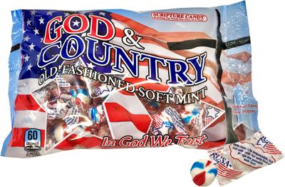 Scripture Candy, God &amp; Country Old-Fashioned Red, White &amp; Blue Soft Mint, 50 Pieces