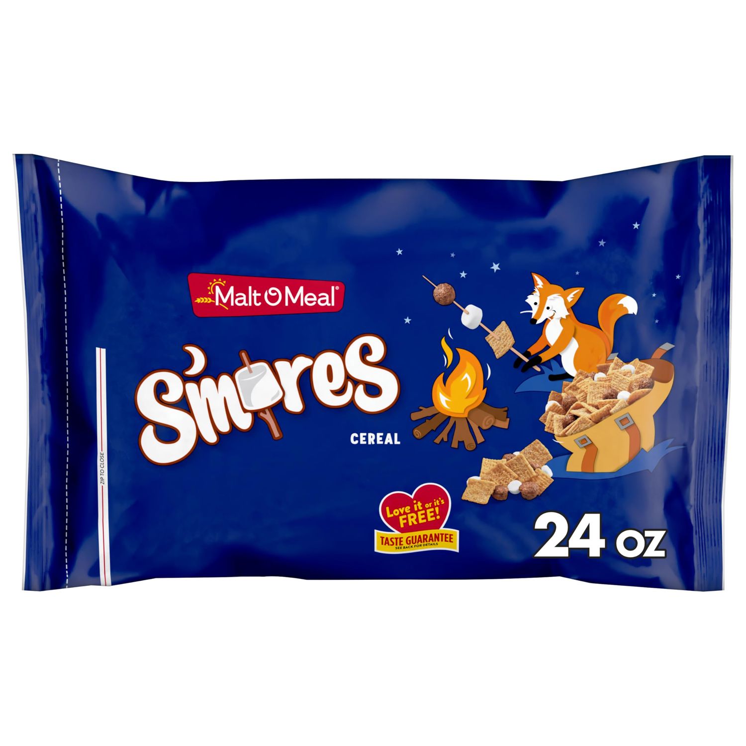 Malt-O-Meal S&#39;mores Breakfast Cereal, Smores Cereal with Honey Graham Squares and Chocolatey Puffs and Marshmallow Bits, Large Cereal for Family, 24 OZ Resealable Cereal Bag