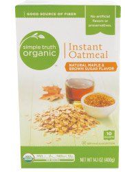 Simple Truth Organic Instant Oatmeal Maple &amp; Brown Sugar Flavored Organically Grown 10 Count Box (Pack of 2)