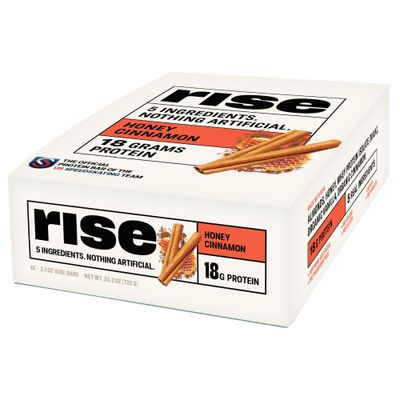 Rise Whey Protein Bars - Honey Cinnamon | Breakfast Bar &amp; Protein Snack 18g Protein 4g Fiber Just 5 Whole Food Ingredients Gluten-Free Soy Free