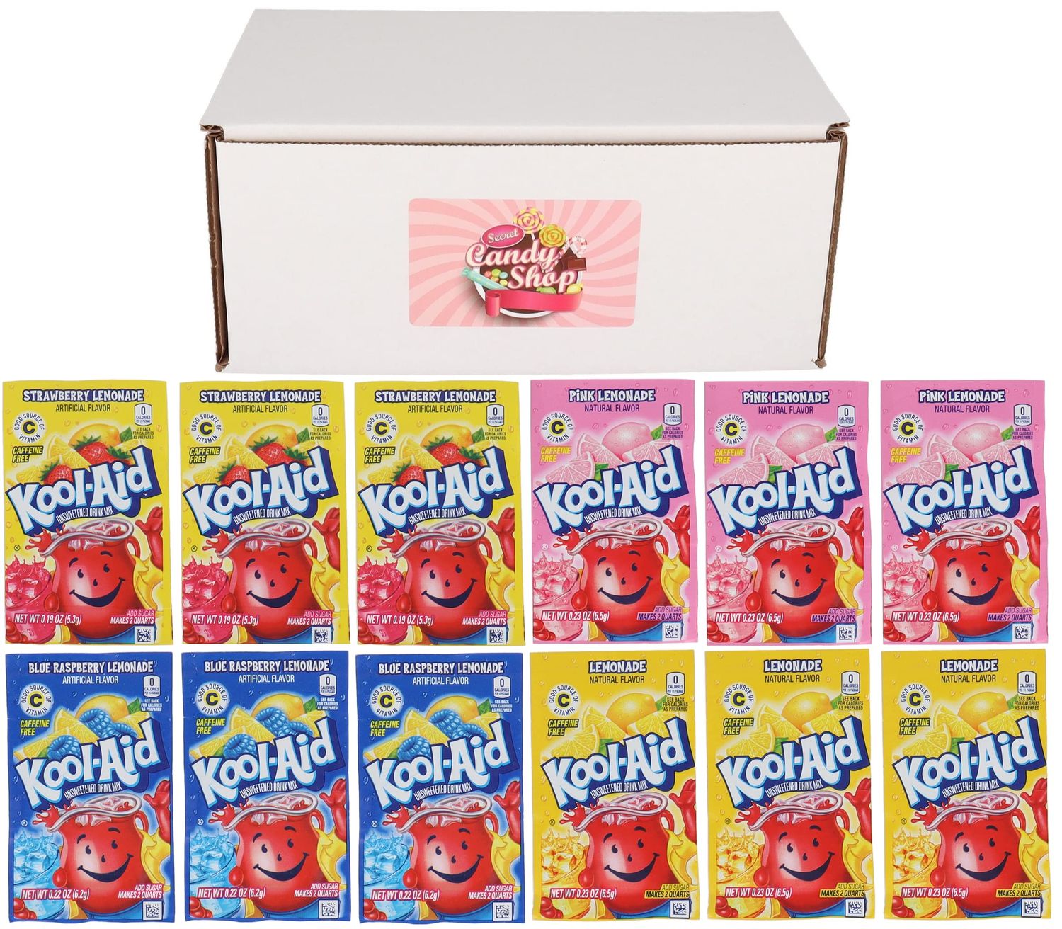 SECRET CANDY SHOP Kool-Aid Drink Mix Packets Variety Pack of 4 Lemonade Flavors (3 of each flavor, Total of 12)