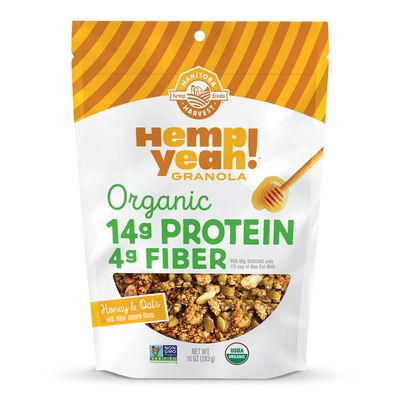 Manitoba Harvest Hemp Yeah! Granola, with 10 g of Protein, 3.5 g Omegas, 3 g of Fiber and less than 10 g Sugar Per Serving, Organic, Non-GMO, Honey &amp; Oats, 10 Oz, Packaging May Vary