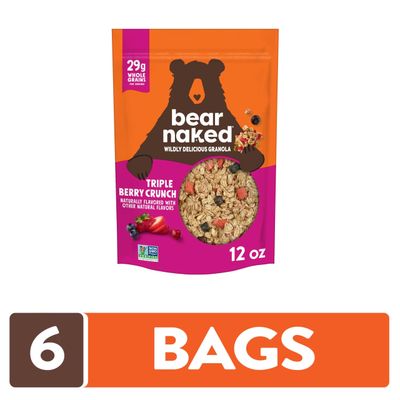 Bear Naked Granola Cereal, Breakfast Snacks, Triple Berry (6 Bags)