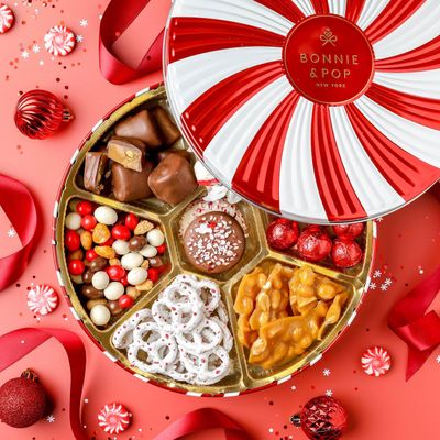 BONNIE AND POP Christmas Gift Basket - Holiday Gifts Prime Delivery - Chocolate & Nut Gift Box, Assortment Tray - Birthday, Sympathy, Get Well, Men, Women & Families