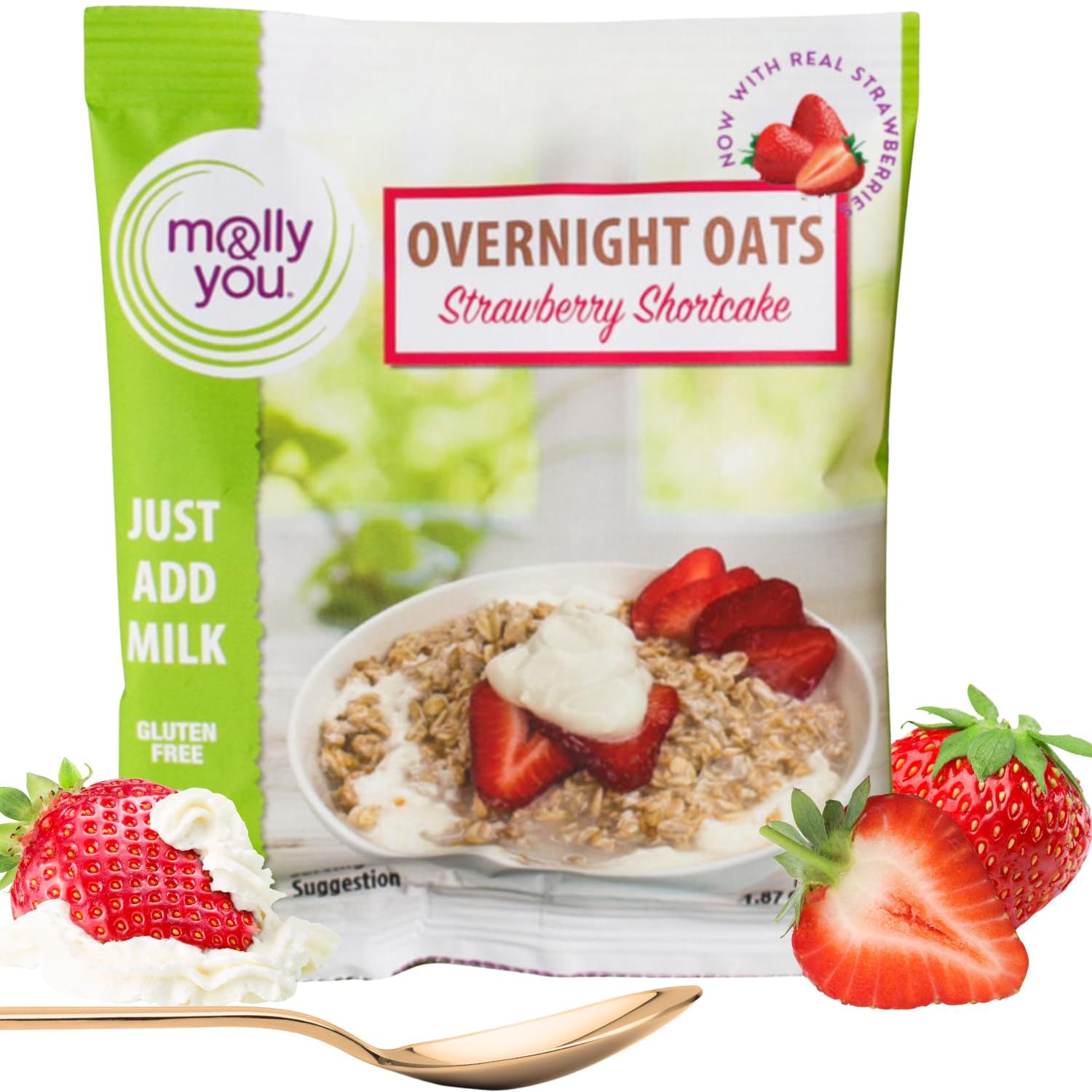 Molly  You Overnight Oats Strawberry Shortcake Pack of 6  Healthy Natural Source Of Protein Oatmeal Breakfast A Vegan Friendly High Source of Fiber Healthy Breakfast Option  Non GMO GlutenFree