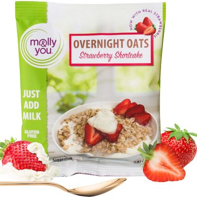 Molly  You Overnight Oats Strawberry Shortcake Pack of 6  Healthy Natural Source Of Protein Oatmeal Breakfast A Vegan Friendly High Source of Fiber Healthy Breakfast Option  Non GMO GlutenFree