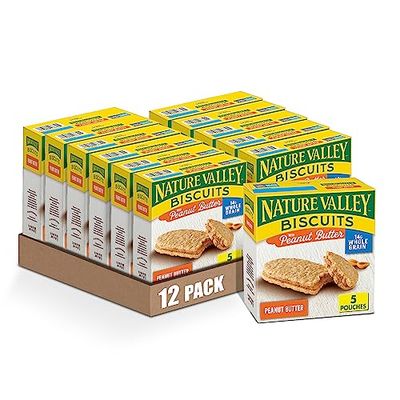 Nature Valley Biscuit Sandwiches, Peanut Butter Snack, 5 ct, 6.75 OZ (Pack of 12)