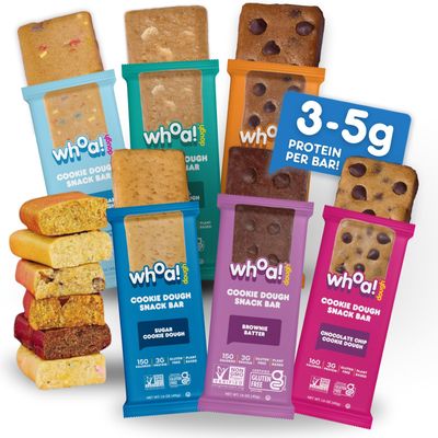 Whoa Dough Edible Cookie Dough Bars- Certified Non-GMO, Kosher and Gluten Free Bars - Healthy Snack Foods - Plant Based Snacks - Real Ingredients - Variety Pack (6 Bars)