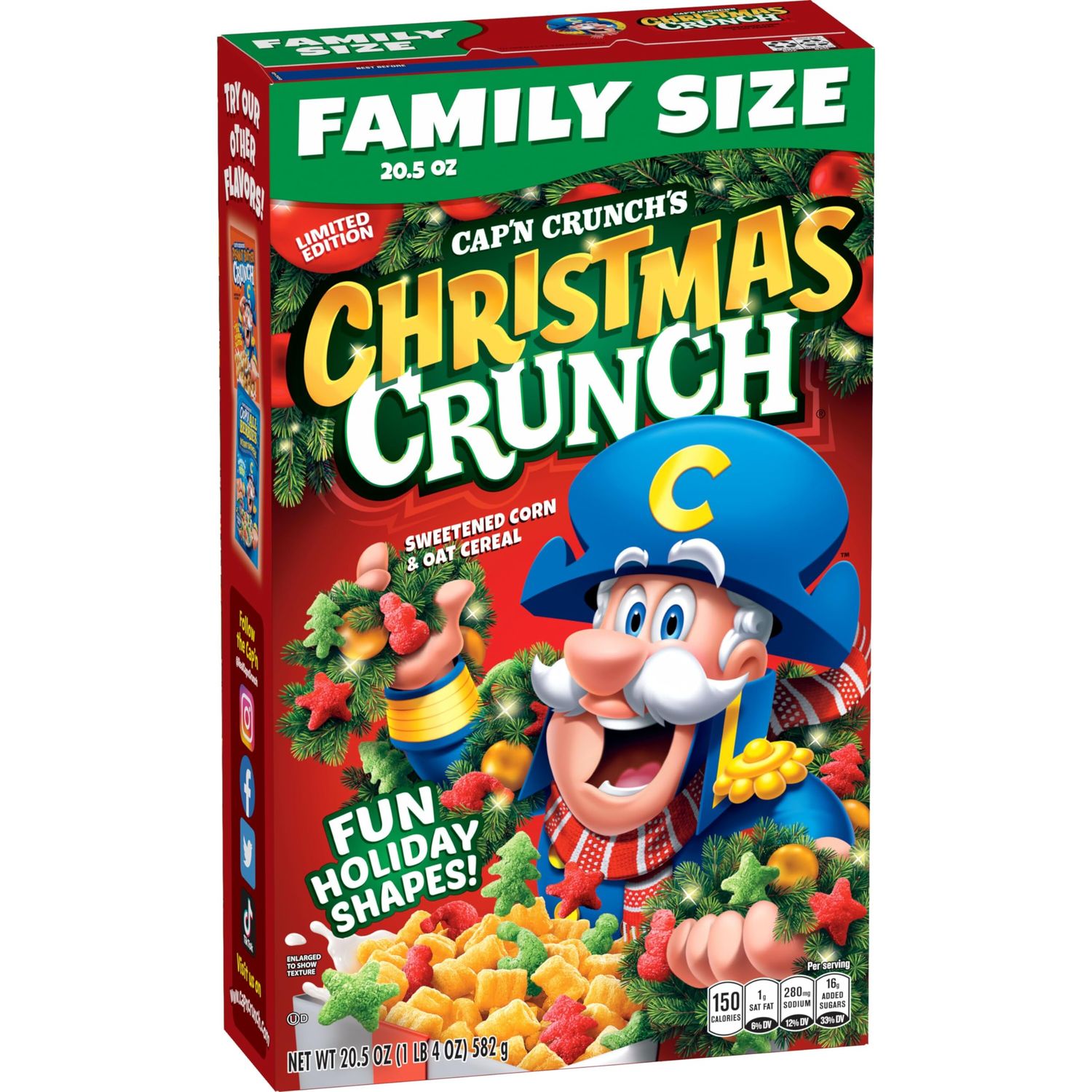 Cap&#39;n Crunch Cereal Limited Edition Christmas Crunch, 20.5oz Box