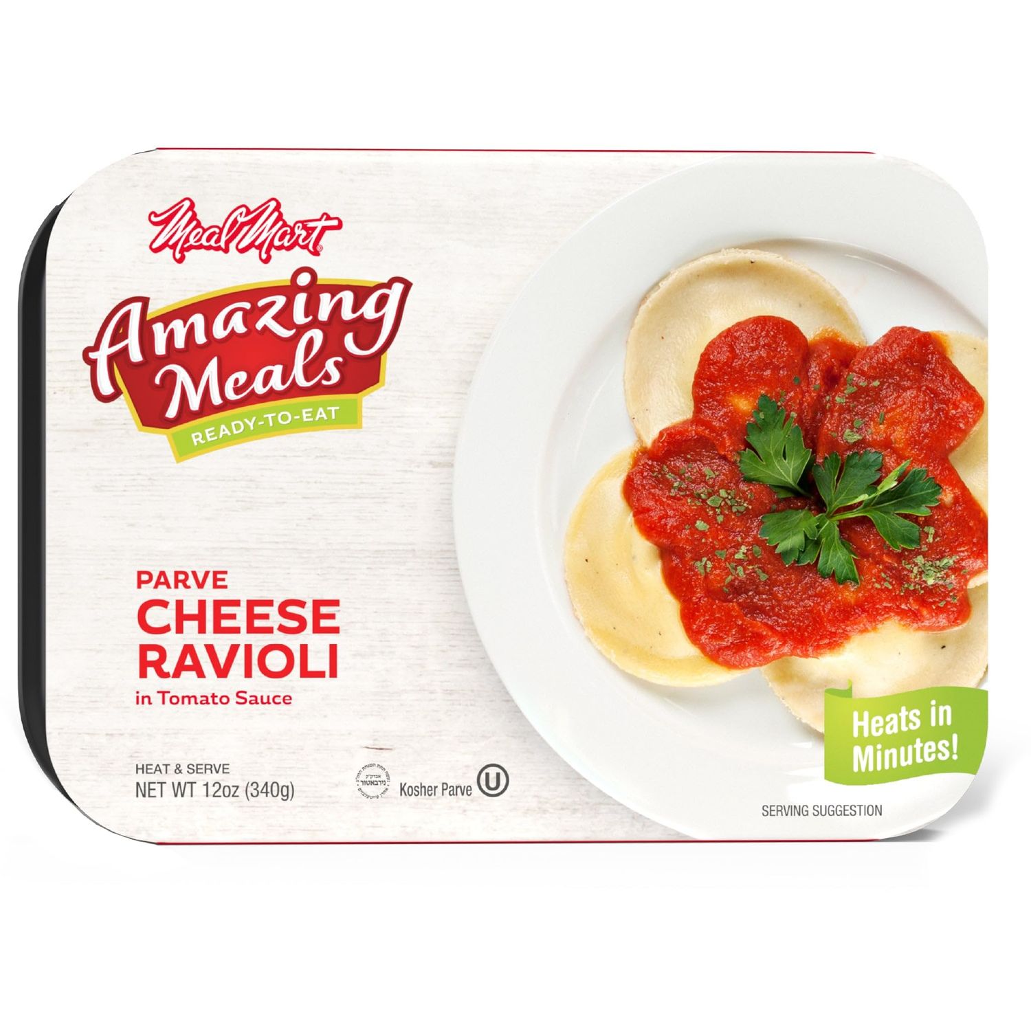 Kosher Parve Ready Meals - Cheese Ravioli in Tomato Sauce, MRE Meals Ready to Eat (1 Pack) Prepared Entree Fully Cooked, Shelf Stable Microwave Dinner, Travel, Military, Camping