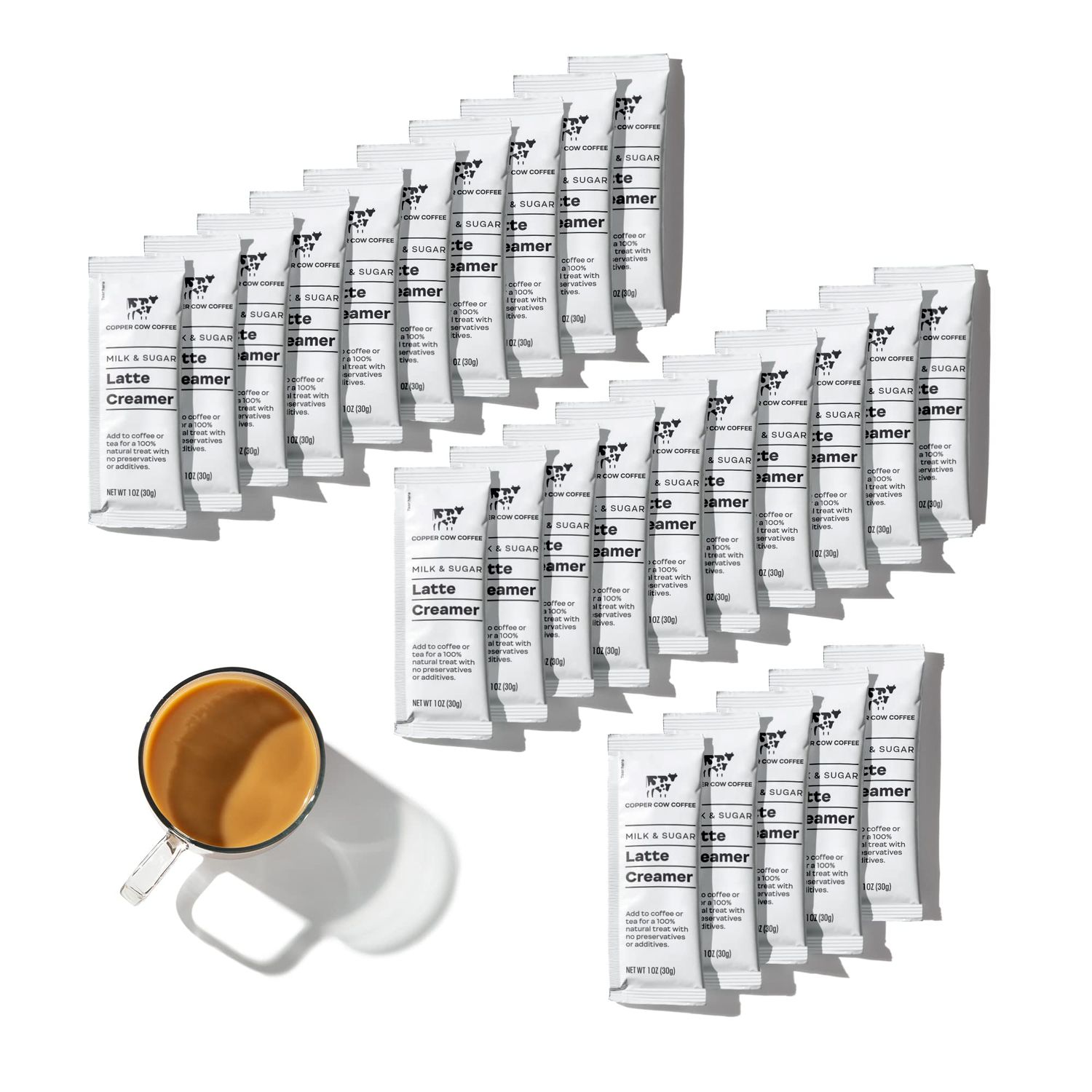 Copper Cow Coffee California Sweetened Condensed Milk Creamers - Single-Serve and All-Natural Pre-Filled Packets - (25 Pack)