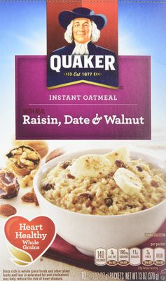 Quaker Instant Oatmeal Raisin, Date &amp; Walnut, 1.3 Ounce 8 Count (Pack of 3)