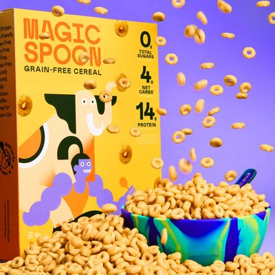 Magic Spoon Cereal, Peanut Butter 4-Pack of Cereal and Spoon - Keto &amp; Low Carb Lifestyles I Gluten &amp; Grain Free I High Protein I 0g Sugar