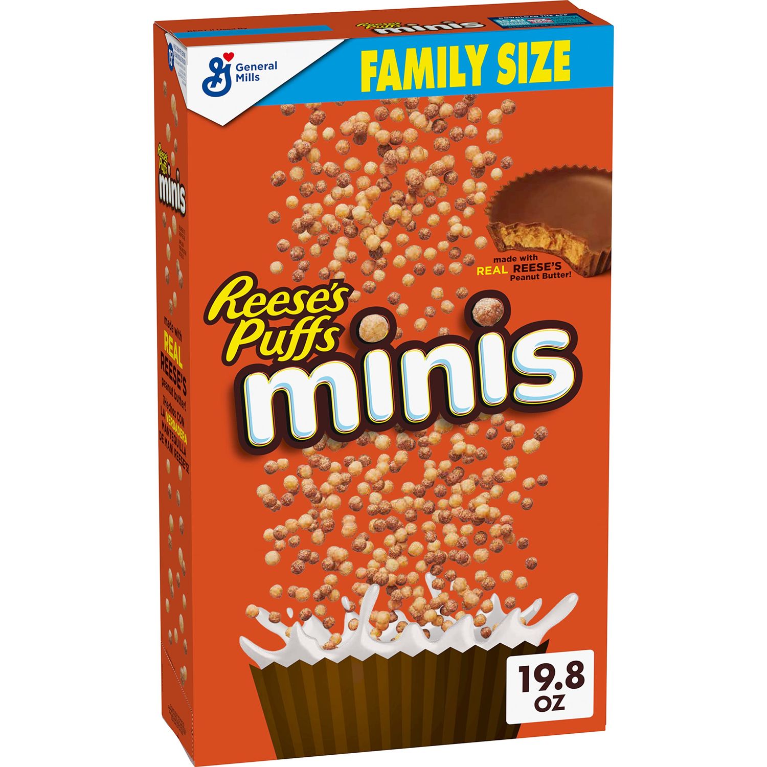 Reese&#39;s Puffs Minis Breakfast Cereal, Chocolate Peanut Butter Cereal, Family Size, 19.8 OZ