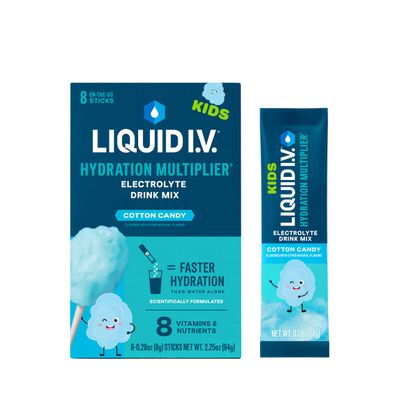 Liquid I.V. Hydration Multiplier +Kids - Cotton Candy | Electrolyte Powder Drink Mix | 2 Pack (16 Servings)