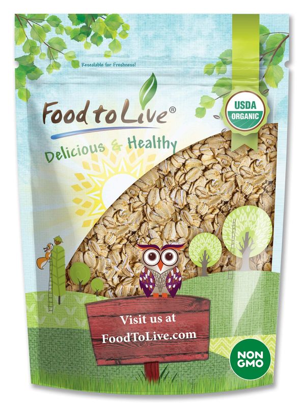 Food to Live Organic Spelt Flakes, 8 Ounces - Rolled Spelt Made from Whole Grain Non-GMO Berries, Uncooked, Raw Whole Foods, Vegan, Kosher, Bulk, Great for Breakfast Cereal and Granola.