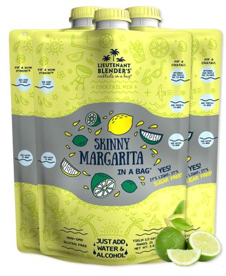 Lt. Blender&#39;s Skinny Margarita in a Bag - Margarita Mix - Each Bag Makes 1/2 Gallon of Frozen Skinny Margarita - All Natural Cocktail Mix - No Blender Needed - Add Liquor, Wine or Mocktail (Pack of 3)