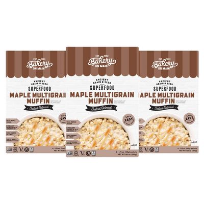 Bakery On Main, Gluten-Free Instant Oatmeal, Vegan &amp; Non GMO - Maple Multigrain Muffin, 10.5 Ounce (Pack of 3)