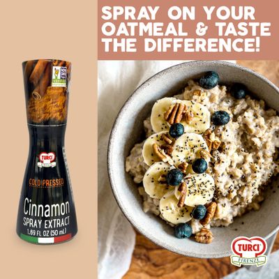 Turci Cinnamon Extract Spray 1.69 fl. oz., A Flavor-Packed Finishing Touch on Hot/Cold Dishes, Natural Extract, Non-GMO, Preservative Free, No Artificial Color/Flavor - Liquid Cinnamon Extract Spray