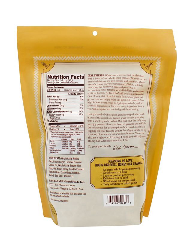 Bobs Red Mill Cereal Granola Honey Oat, 12 oz