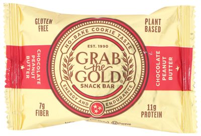 Grab the Gold Snack Bars Chocolate Peanut Butter, Plant Based Protein, Made with Organic Oats and Chocolate, Whole Food Bars, Gluten Free Vegan High Fiber Dairy Free, 2 Ounce (Pack of 12)