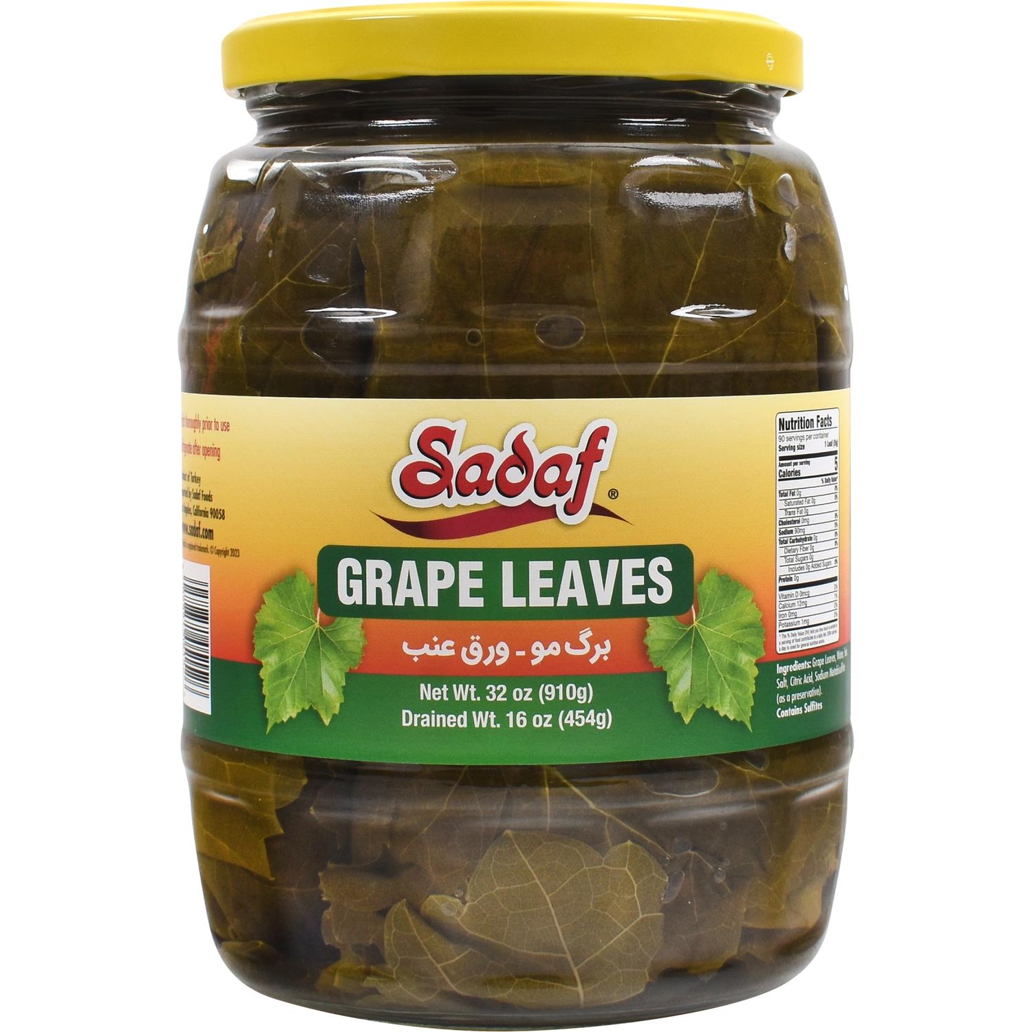 Sadaf Grape Leaves - Grape Leaves for Cooking - Ideal to Wrap and Stuff Dishes - Healthy Grape Leaves for Dolma - Middle Eastern Cuisine - 32 oz Jar