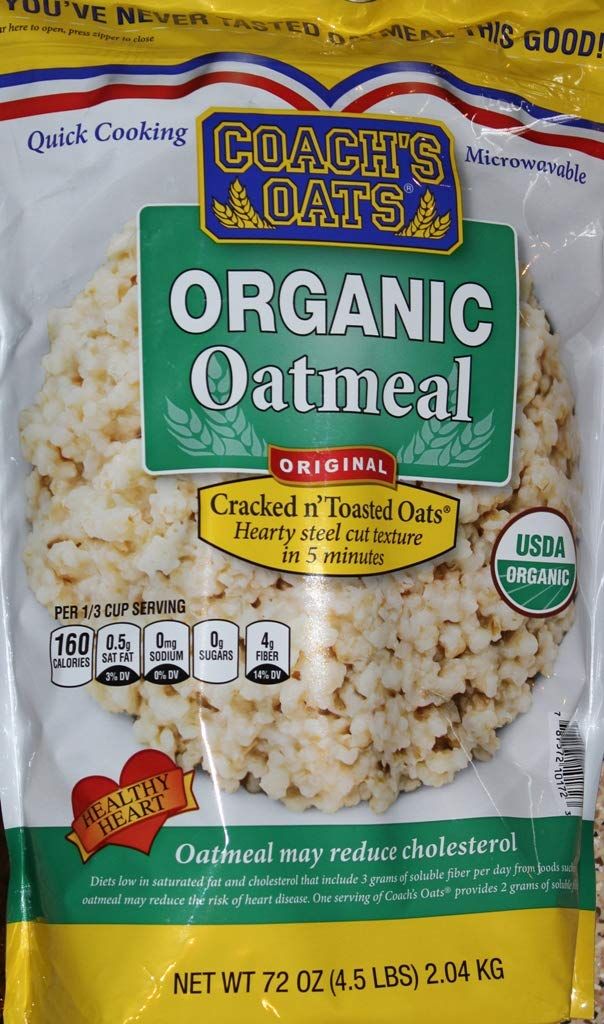 Coach&#39;s Oats100% Whole Grain Organic Oatmeal, 4.5 lbs (72 oz)