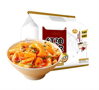 Sichuan Specialty Super Spicy Noodles, Sour Spicy Wide Instant Noodles, Non-Fried Red Oil Noodles Served with Sour Spicy Sauce (Pack of 4) (14.8)