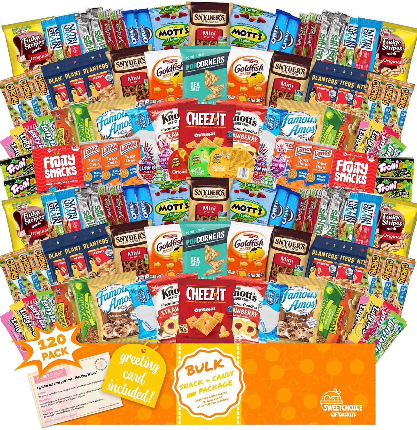 Snack Box Christmas Care Package (120 Count) Variety Snacks candy Gift Box - College Students,Back to school Military, Work or Home - Chips Cookies &amp; Candy! Sweet Choice