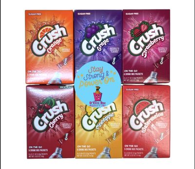 D&#39;Elite Box Crush Sugar Free Assorted Drink Mix Gift Box Convenient 6 pack