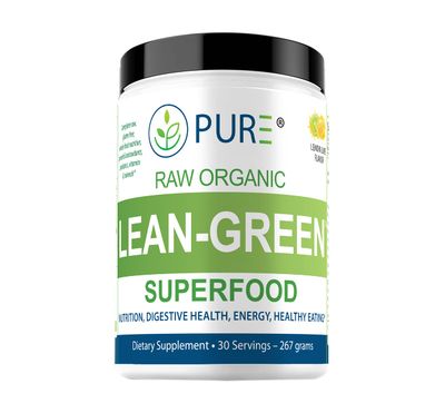 PURE Raw Organic Greens Superfood drink mix. ALL NATURAL, Available in two delicious flavors. A nutritious blend of fruits and vegetables. (Lemon Lime)