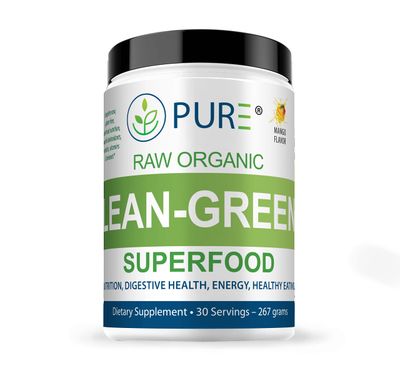 PURE Raw Organic Greens Superfood drink mix. ALL NATURAL, Available in two delicious flavors. A nutritious blend of fruits and vegetables. (Lemon Lime)