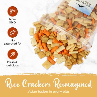 Oregon Farm Fresh Snacks Asian Rice Cracker Mix - Oriental Rice Crackers Snack Mix | Japanese Rice Crackers Asian Snack Mix - 22 ounces