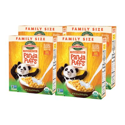 EnviroKidz Organic Panda Puffs Cereal, 25.6 oz (Pack of 4), Peanut Butter, Gluten Free, Non-GMO, by Nature's Path