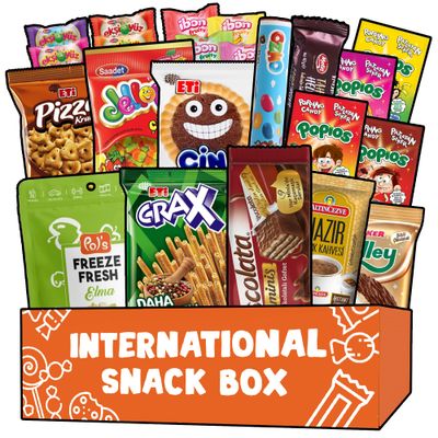 International Snack Box Variety Pack, 12 Different Snacks with 15+ Pieces Count Premium Foreign Rare Snacks and Candies, Sweet &amp; Sour Candy Pack for Christmas Thanksgiving or More