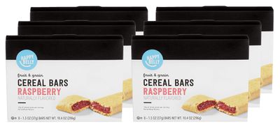 Amazon Brand - Happy Belly Fruit &amp; Grain Cereal Bars, Raspberry, 8 Count (Pack of 6)