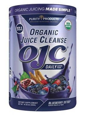 OJC Blueberry Detox by Purity Products - Certified Organic Juice Cleanse - Organic Super Fruits, Probiotics + 4 Grams Organic Psyllium Fiber - Gluten Free, Vegan - 300 Grams