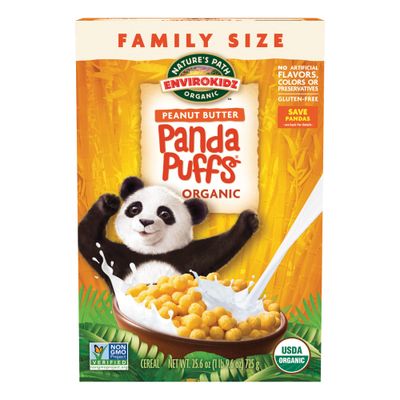 EnviroKidz Organic Panda Puffs Cereal, 25.6 oz (Pack of 1), Peanut Butter, Gluten Free, Non-GMO, by Nature&#39;s Path