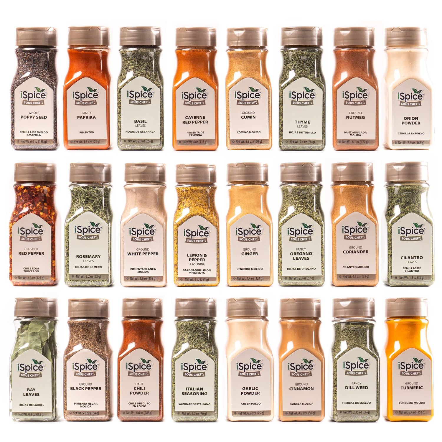 iSpice Starter Spice Set- Herb Spices and Seasonings Sets, Spices Set For Gifts Home Basic Seasonings for Cooking (24 Pack Kitchen Fusion)