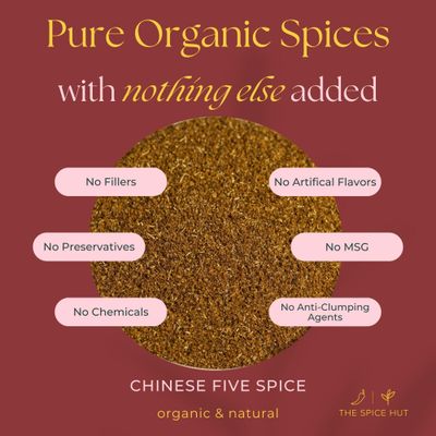 The Spice Hut Organic Chinese Five Spice, Blend 5 Seasoning for Asian Cuisine Stir Fry Oz, 16 Ounce,