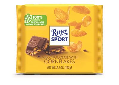 Ritter Sport Milk Chocolate with Cornflakes, 3.5 Ounce Bar, 10 Pack, 100% Certified Sustainable Cocoa