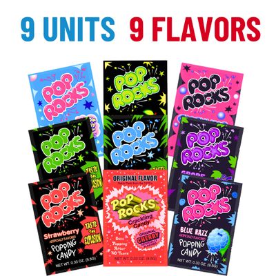 Pop Rocks Candy - 9 Flavors Pop Rocks Bulk Variety Pack by Gaudum - (9 Units, 1 of Each Flavor)