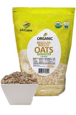 McCabe Organic Regular Rolled Oats - Rolled Oats Organic | Rich with Fiber &amp; Minerals | USDA and CCOF Certified | Product of USA | 2Lbs