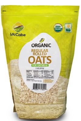 McCabe Organic Regular Rolled Oats - Rolled Oats Organic | Rich with Fiber &amp; Minerals | USDA and CCOF Certified | Product of USA | 2Lbs